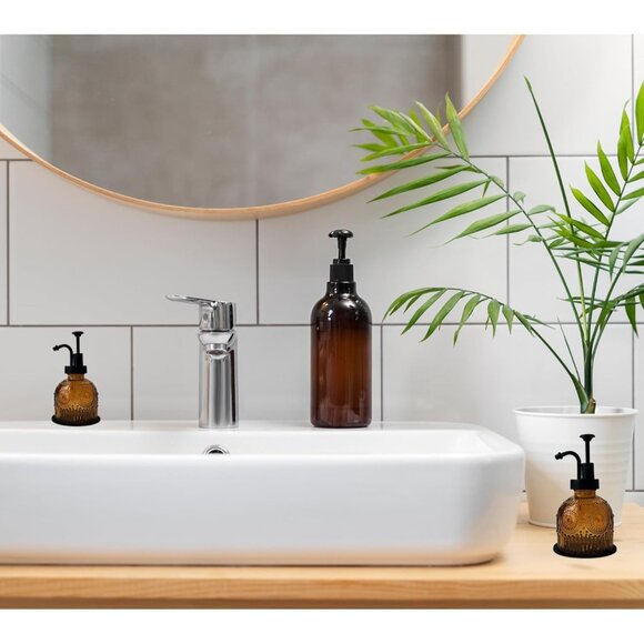 Brown Vintage Soap Dispenser For Bathroom Glass Kitchen Soap Dispenser With Pump - Picture 6 of 7